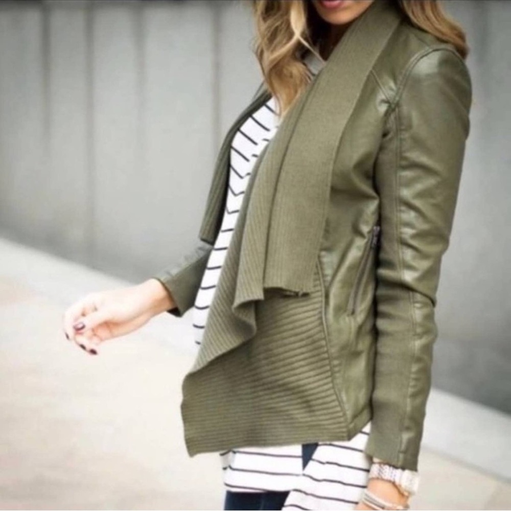 Blank NYC green mixed media faux leather jacket. Worn once.